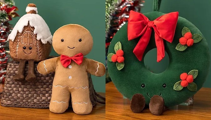 Christmas-Themed Cuddly Plush Dolls - 4 Designs at Go Groopie