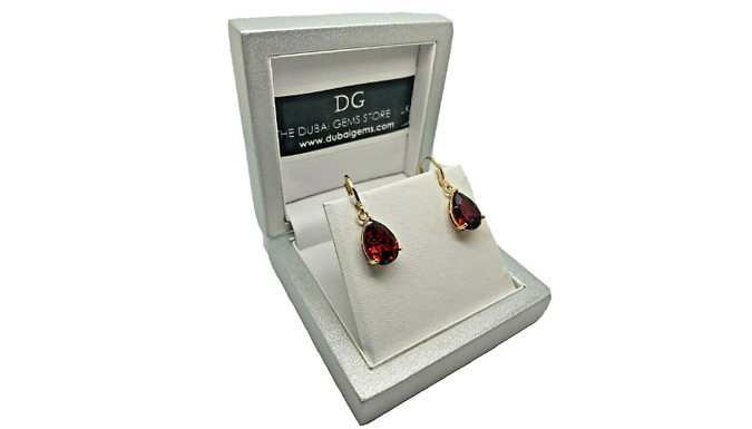 Pear-Cut Red Gemstone Dangle Earrings