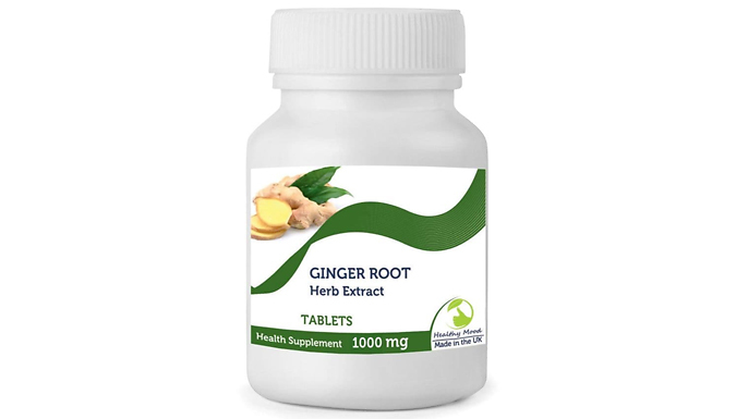 Ginger Root Extract 1000mg Supplement - 90 or 180 Tablets