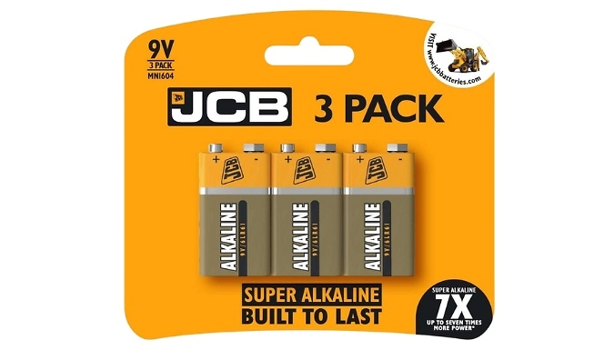 JCB 9V Alkaline Batteries - Pack of 3