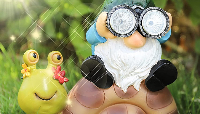 Miniature Solar Garden Gnome & Snail Light