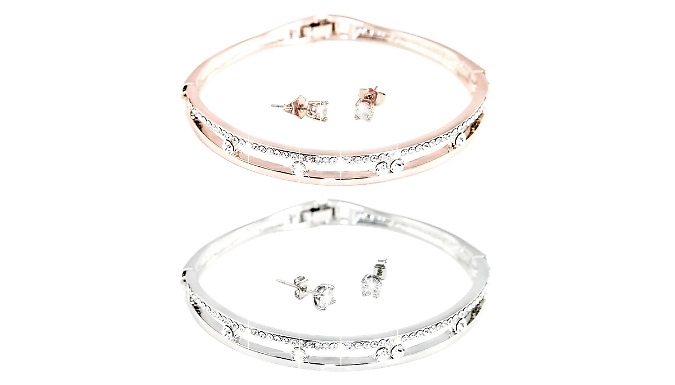 Anabelle Bracelet and Earrings Set - Encrusted With Crystals From Swarovski!