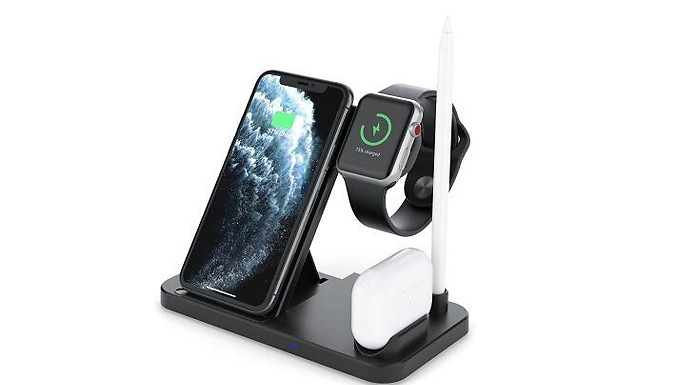 4-in-1 Wireless QI Charging Dock – Black or White Deal Price £23.99