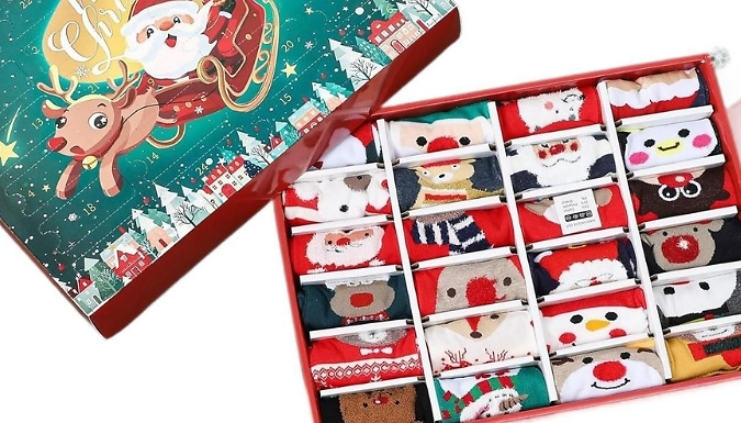 24-Door Christmas Socks Advent Calendar - 2 Styles!