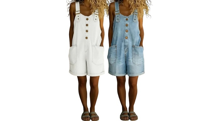 Loose-Fitting Denim Short Overalls - 4 Colours & 5 Sizes