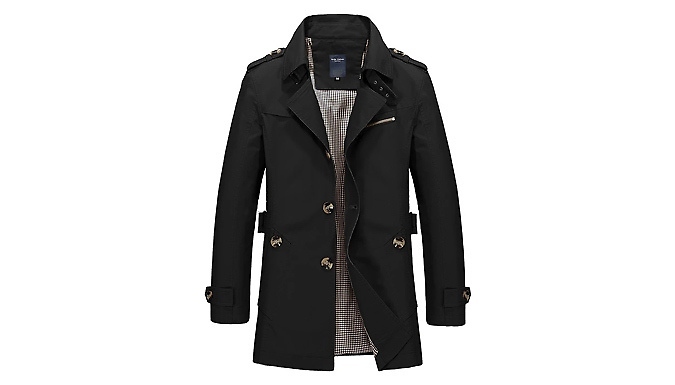 Men's Button Up Trench Coat - 5 Colours & 7 Sizes