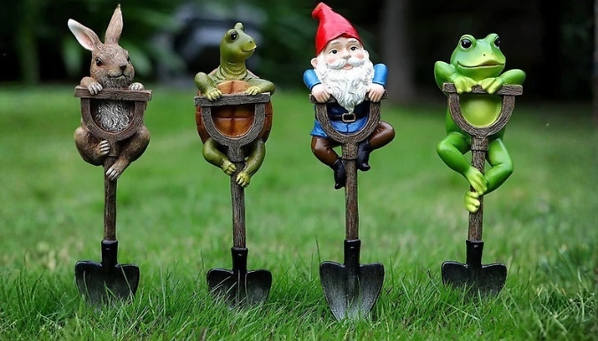 4-Piece Set of Character-On-A-Shovel Garden Decorations