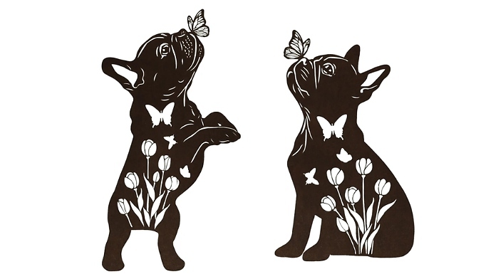 1 or 2-Pack Pair of Cute Dog Silhouette Garden Stakes - 2 Designs!