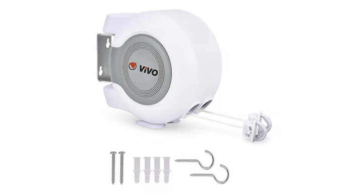 30m Extendable Wall-Mounted Double Laundry Line – White or Grey!