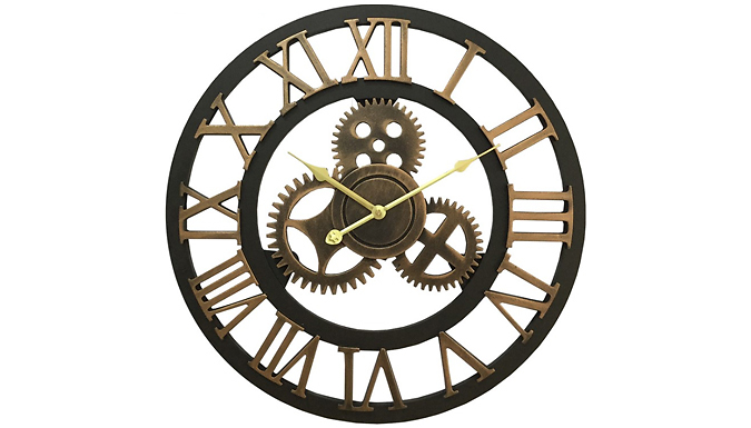 Industrial Cog Open Face Garden Wall Clock - 6 Designs