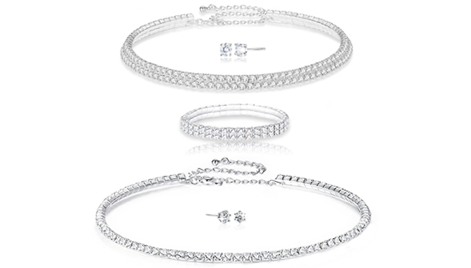 Eira Wen Bracelet, Choker & Earring Jewellery Set - 2 Designs