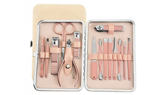 15-Piece Manicure Gift Set With Steel Clippers & Tools - 2 Colours