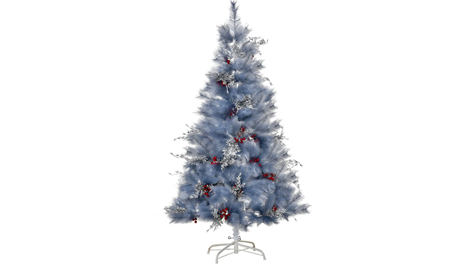 HOMCOM Grey Christmas Tree With Berry & Spruce Details - 5ft or 7ft