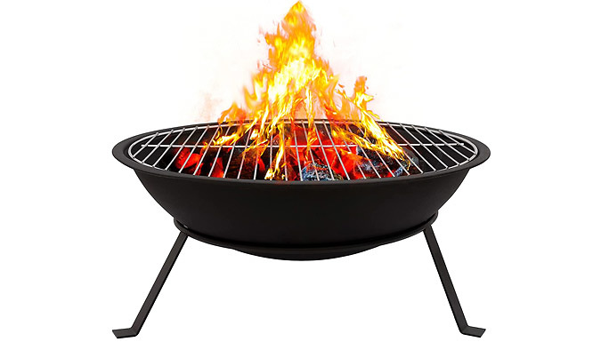 Garden Fire Pit Wood-Burner Bowl With BBQ Grill