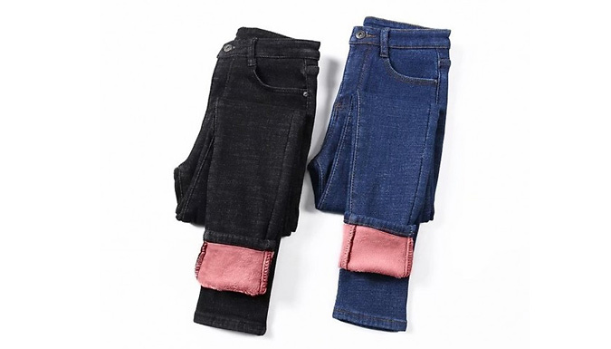 Women's High-Waist Plush Lined Winter Jeggings - 2 Colours & 7 Sizes