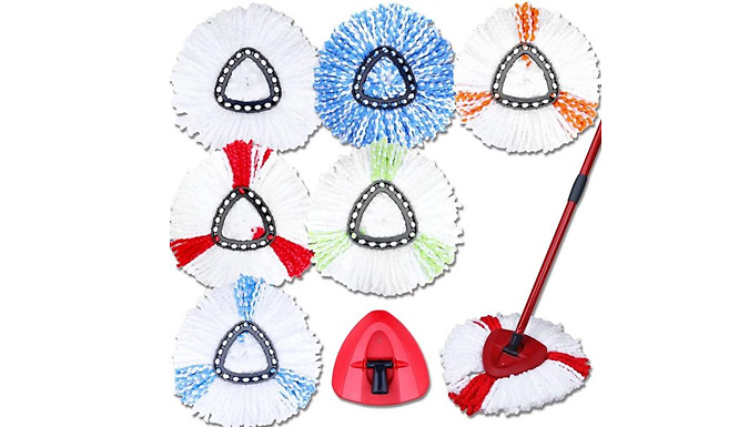 Spin Mop Replacement Heads with Optional Base - 3 Colours