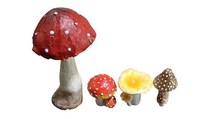 4-Piece Resin Garden Mushroom Decoration Set