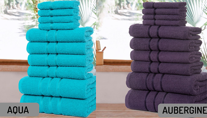 10-Piece Set of Premium Egyptian Cotton Towels - 8 Colours