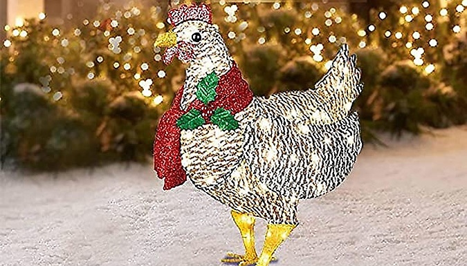 1, 2 or 3 Light-Up Chickens with Scarf Decoration - 2 Sizes