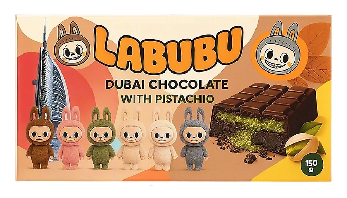 Labubu Dubai Chocolate with Pistachio - 1 or 2 Bars (150g Each)