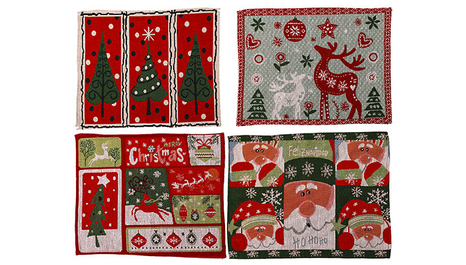 4-Piece Christmas Family Table Placemat Set