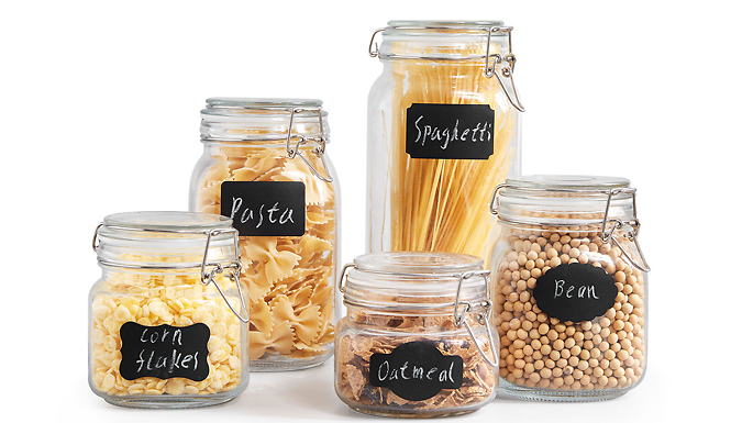 Clip Top Glass Storage Jars - Set of 5