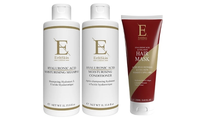 Hyaluronic Acid Moisturising Hair Care Kit - Shampoo, Conditioner & Hair Mask