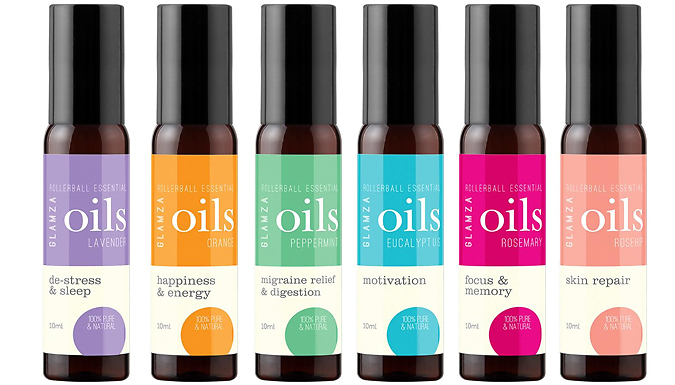 1, 2 or 3 Glamza Rollerball Essential Oils 10ml - 6 Scents