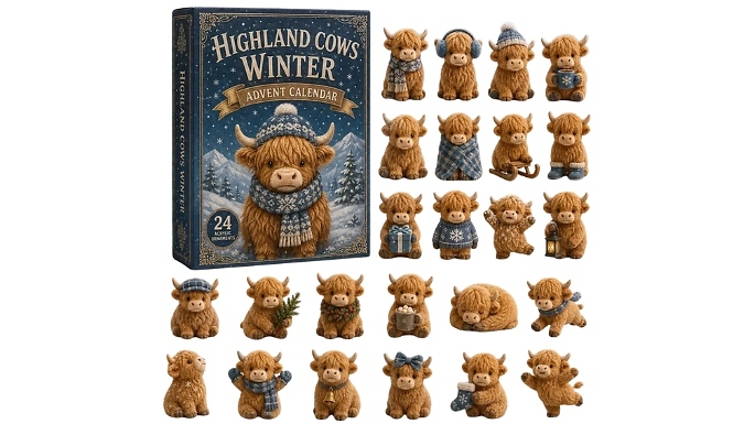2D Winter Highland Cow Advent Calendar
