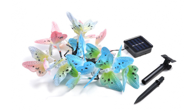 20 LED Solar-Powered Butterfly String Lights