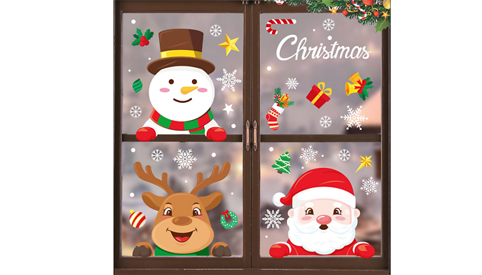 Christmas Scene PVC Window Sticker Set - 8 Designs