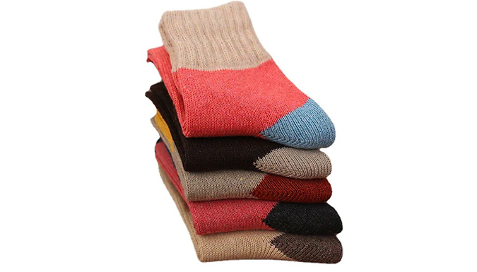 5 Pairs Thick Winter Knitted Socks - 2 Styles