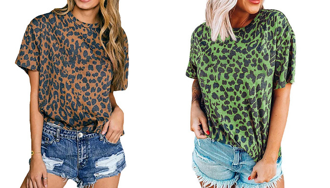 Women's Leopard Print T-Shirt - 5 Sizes & 4 Colours