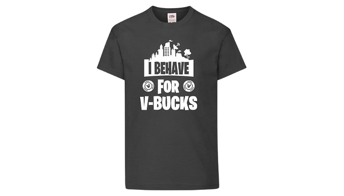 Kids 'I Behave For V Bucks' Gaming T-Shirt