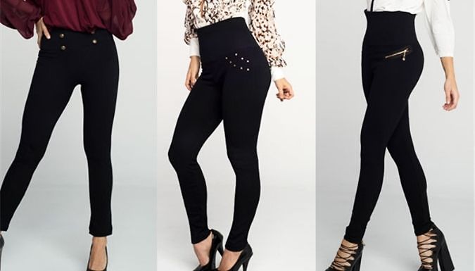 High-Waisted Elastic Body-Shaping Leggings - 3 Styles, 6 Sizes