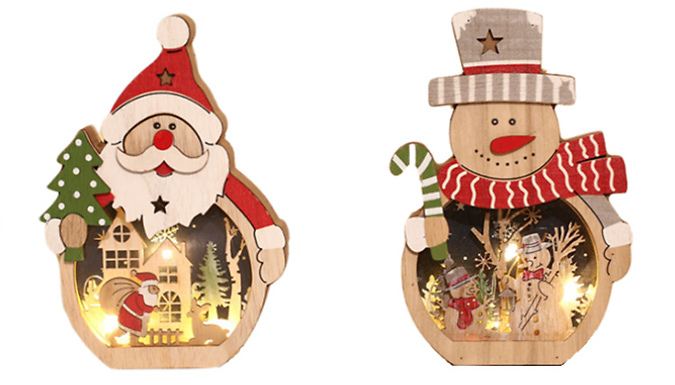 Christmas Scene LED Light-Up Wooden Ornament - 2 Designs from Go Groopie