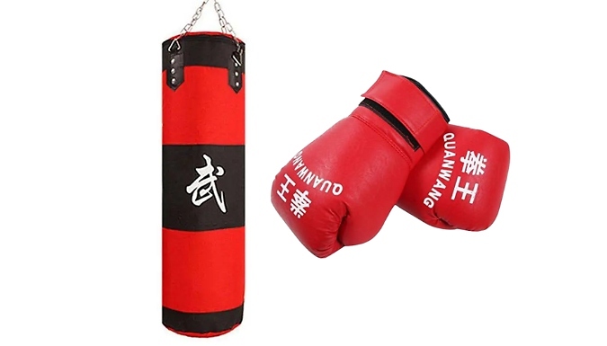 Unfilled Punching Bag with Training Gloves - 2 Sizes!