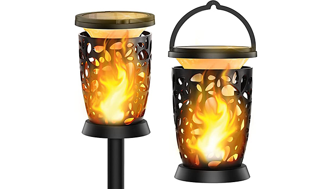 2-in-1 Outdoor Solar Flame Effect Torch Light