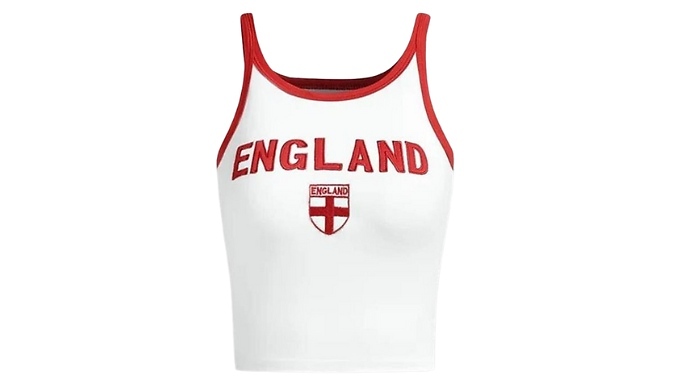 England Printed Women's Crop Tank Top - 3 Sizes