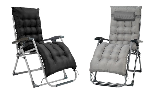 Zero Gravity Reclining Lounger with Detachable Cushion & Pillow - 2 Colours