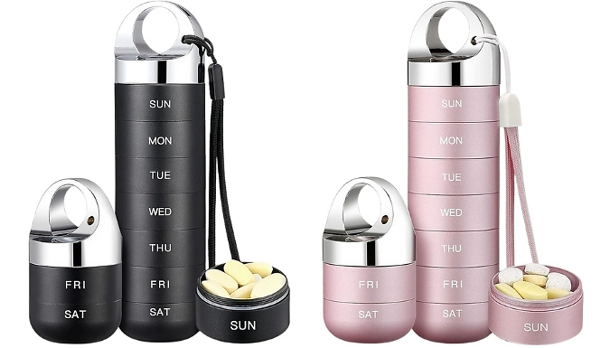 Portable Aluminium Weekly Pill Organiser - 4 Colours