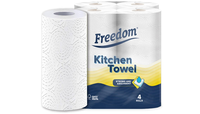 24 or 48 Freedom Strong & Absorbent 2-Ply Kitchen Roll