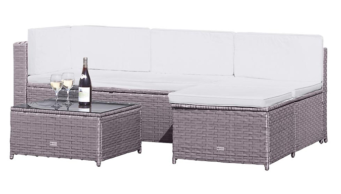 Milan Rattan Corner Sofa & Table Set & Optional Cover - 2 Colours