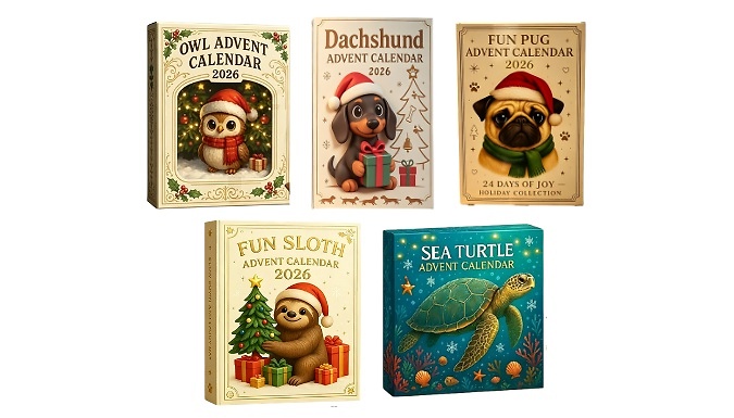 24 Day Cute Animal Christmas Advent Calendar - 5 Options