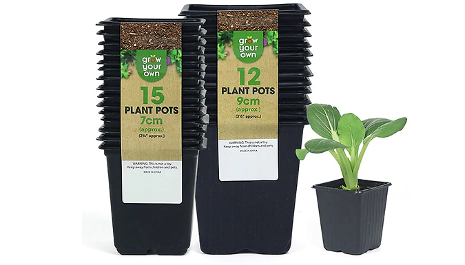 12 or 15 Pack Plastic Flexible Seedling Nursery Pots - 2 Sizes