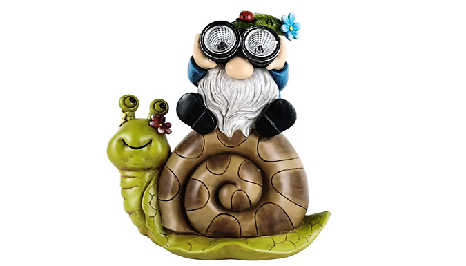 Solar-Powered Smiling Snail Light-up Gnome Ornament