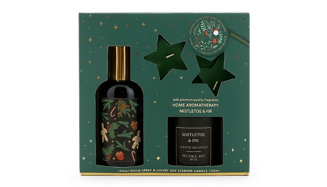 Christmas Room Spray & Candle Gift Set