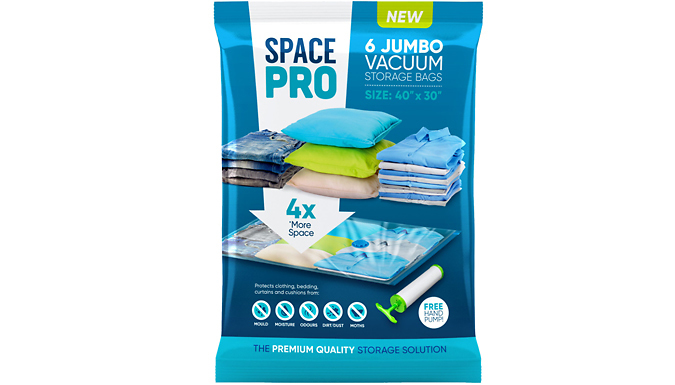 Space Pro Jumbo Vacuum Storage Bags - Pack of 6