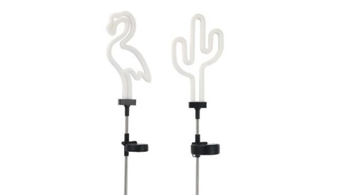 1-2 Pack Cactus & Flamingo Neon Solar Light