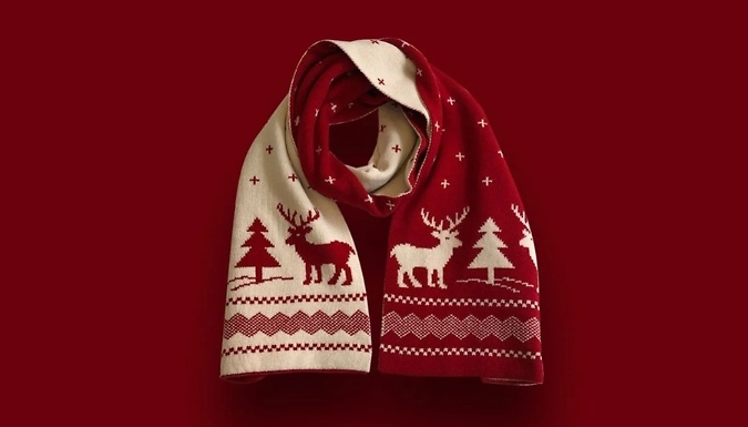 Christmas Reindeer Knitted Scarf - 3 Colours